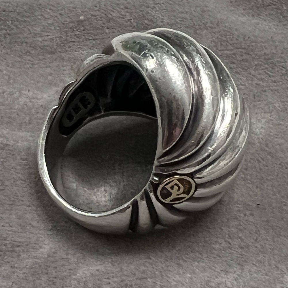 David Yurman Sterling Silver and 18k Gold Sculpted Cable Dome Ring Size 6.5.